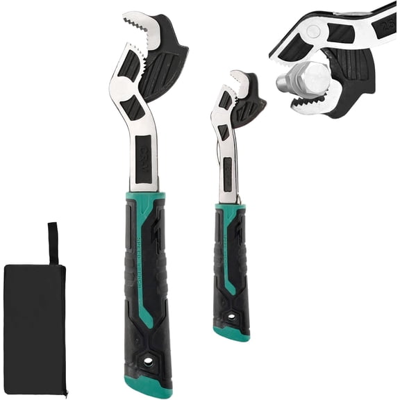 KKFEN-2PC Multi-function Adjustable Pipe Wrench Set, Auto Size Adjusting 0.6"-1.38" (7-35MM), 6 8 Inch Quick Self-Adjusting Quick Wrench for Car, Bicycle & Plumbing Repairs(COLOR:Green)