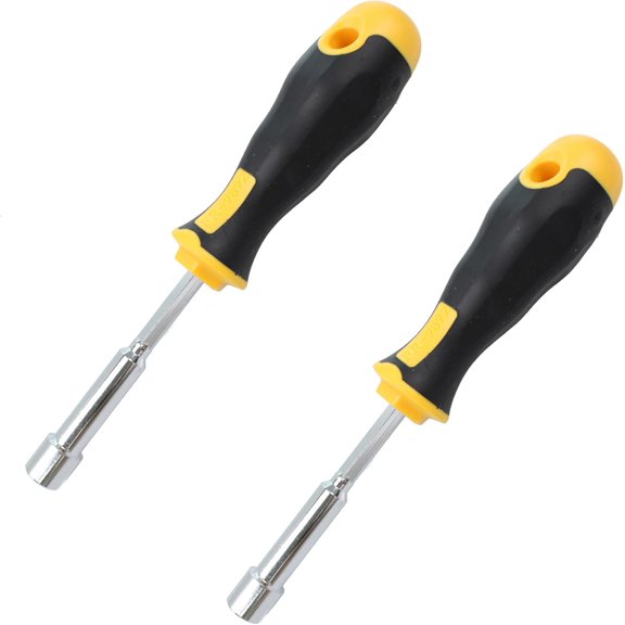 KKFEN-2PCS 7mm Socket Wrench Screwdriver, Hex Nut Driver, with 3.5 Inch Steel Shaft and Non-slip Handle for DIY Repairing