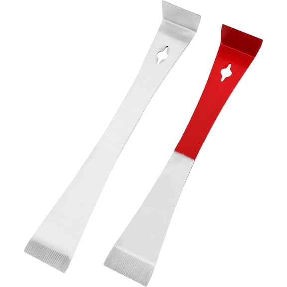 KKFEN-2PCS Stainless Steel Flat Pry Bar, Nail Remover Tool Multipurpose Remodel Lifting Pry Bar Hive Tool Beekeeping Supplies Baseboard Floor Nails Removal(COLOR:red+silver)