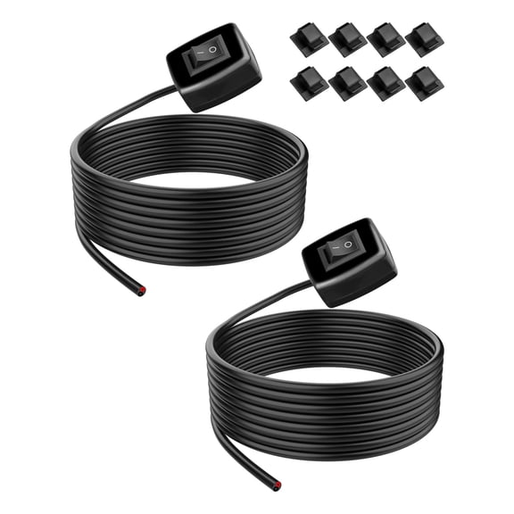 KKFEN-2Pack 12V ON/Off Switch, 12V 24V 3A Inline Switch with Self-Adhesive Paste, Surface Mount DIY Automotive Swtich for Car, Truck, RV, Boat and More, 2.4FT (Black)