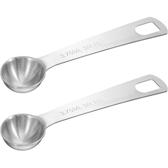 KKFEN-2Pcs 3/4 tsp Measuring Spoon, (1/4 tbsp | 3.75 ml | 1/8 oz) Stainless Steel Measure Spoons, Tablespoon Measuring Spoon with Precise Scale(Silver)