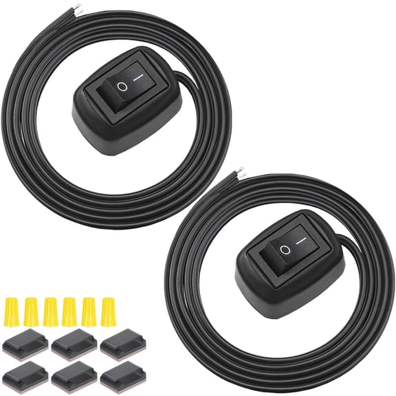 KKFEN-2Pcs Black Paste Type Switch Car Rocker Switch ON/Off Surface Mount DC 12V Push Button Switch led Light Strip Switch 24V 110V 230V 3A 5A 10A High Current with 23.6inch Cable for Car Lamp