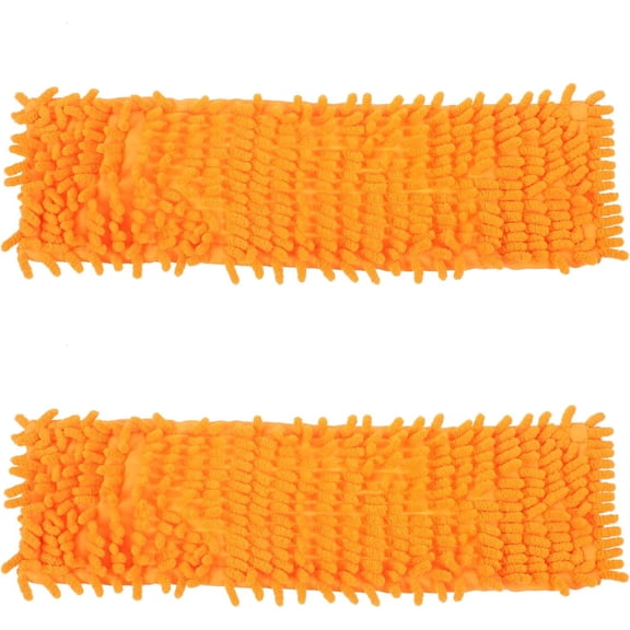 KKFEN-2Pcs Mop Head Replacement Cloth, Soft Mop Refill Pads with Water Absorption, Reusable Mop Pads for Home Floor Cleaning (Orange)