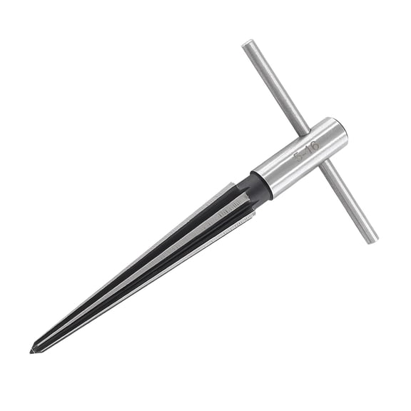 KKFEN-3/16"-5/8" (5-16mm) T Handle Tapered Reamer, 6 Fluted Chamfer Reaming Tool, Guitar Bridge Pin Hole Handle Tapered Reamers Woodworker Luthier Tool