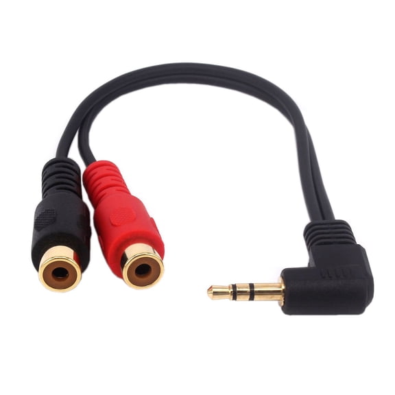 KKFEN-3.5mm to 2RCA Adapter Cable, 8 Inch Gold Plated 90 Degree Right-Angled 1/8" TRS Stereo Male to Dual RCA Female Y Splitter Adapter Cable(3.5M/2RCAF)