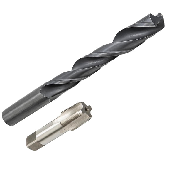 KKFEN-3/8"-18 NPT Carbon Steel Pipe Tap & 37/64" HSS Drill Bit Set  Robust Thread Cutting & Pipe Repair Kit