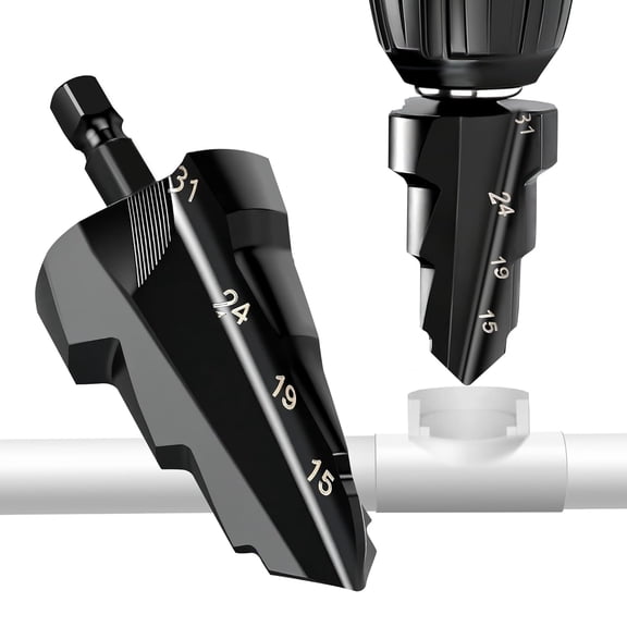 KKFEN-3 in 1 PPR Lifting Stepped Drill Bit Reamer Drill Set for 15 to 31mm19/32" to 1-7/32" Pipes - 1/4 Hex Shank Quick Change Tool Kit