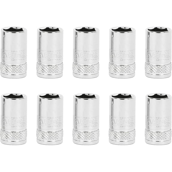 KKFEN-39018  10-Piece 1/4-Inch Drive 10mm Socket Set  Premium Chrome Vanadium Socket Set Features Knurled Bands for Enhanced Grip  1/4-Inch Drive Sockets with High Visibility Markin