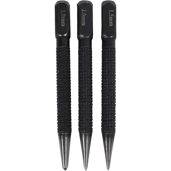 KKFEN-3Pcs Black High-carbon Steel Center Punch Set 10cm Non Center Punch For Alloy Steel Metal Wood Marking Drilling Tool Center Punches Punches Hand Tools
