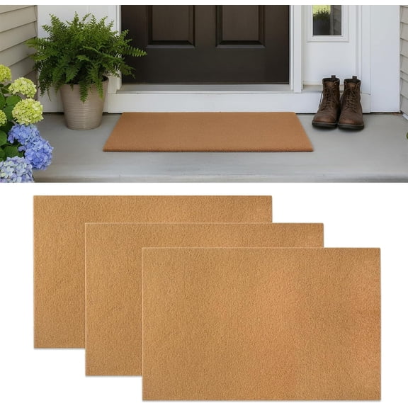 KKFEN-3pack Coir Doormat, Artificial Blank Door Mats, Plain Door Mat for Painting, Welcome Doormat, Heavy Duty, Weather Resistant, for Indoor/Outdoor Use, Front Porch, Non Slip Rubber Backing 30x17''