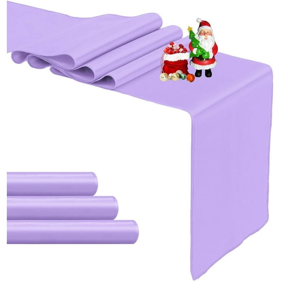 KKFEN-4-Pack Lavender Satin Table Runner 12 x 108 Inch Long Bright and Smooth Silk Fabric Table Runner for Wedding Banquet Birthday Party Decoration