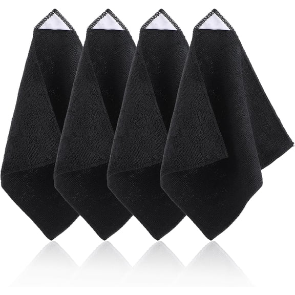 KKFEN-4 Pack Magnetic Cleaning Cloth Microfiber Dry Erase Eraser Board Cleaner Washable Whiteboard Cleaning Cloth Erasers for Blackboards Chalkboards Glassboards Home Office Black 9.5'' x 9.5''