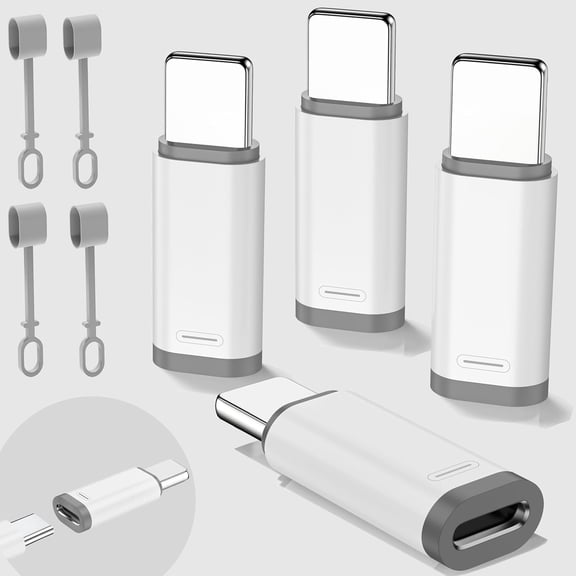 KKFEN-4-Piece USB C to IP Adapter, Supporting 36W Fast Charging and Data Transfer. IP Male to USB C Female Adapter, Does not Support Headphone and OTG Functions