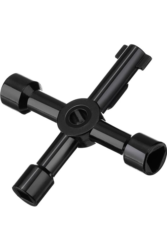 -4 Way Multifunction Utility Key for Water Gas Electric Box Medicine Cabinet Key Opening, Black