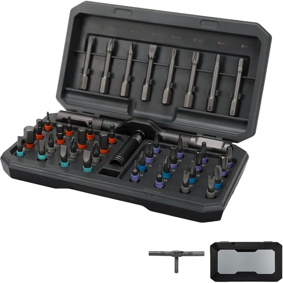 KKFEN-42-in-1 Magnetic Screwdriver Set with Ratcheting Handle, Multi Bit Repair Tool Kit for Computer, Furniture, Bicycle, DIY