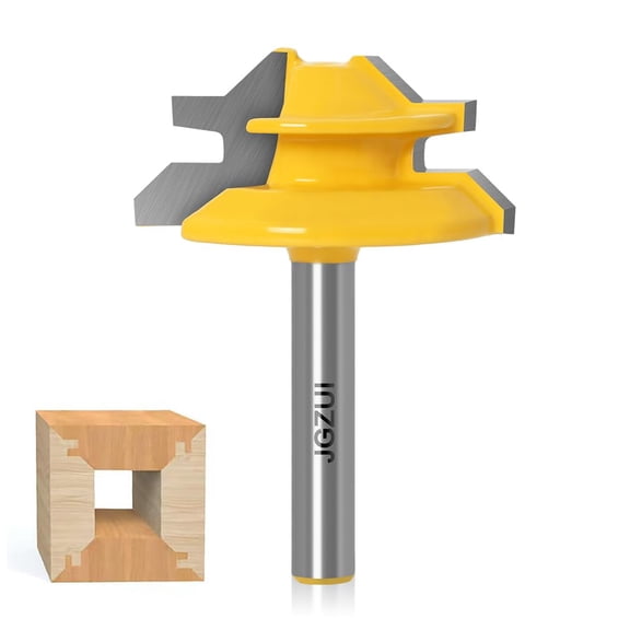 KKFEN-45 Degree Lock Miter Router Bit 1/4 Inch Shank.Woodworking Tools Joint Router BitsWood Milling Cutter Glue Joint Tools Set (1/4inch Shank, 1-1/2")