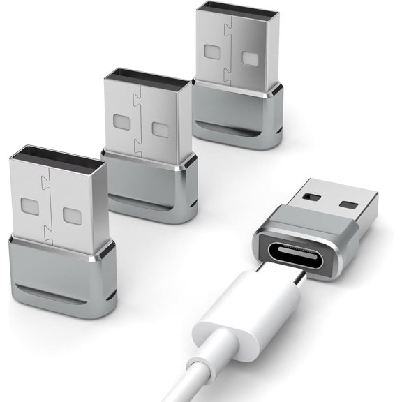 KKFEN-4Pack USB to USB C Adapter for iPhone 17 Air 16 Pro Max 15 Plus/iPad, Type-C Female to A Male Adaptor for CarPlay OTG Converter for Samsung S25 Ultra S24 S23 Fe/Google Pixel 10 9 8/Switch