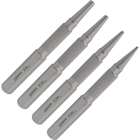 KKFEN-4pcs Nail Setter Punch, 1/32 1/16 3/32 1/8 Inch Center Punch Set, Nail Punch Kit Nail Driver Tool