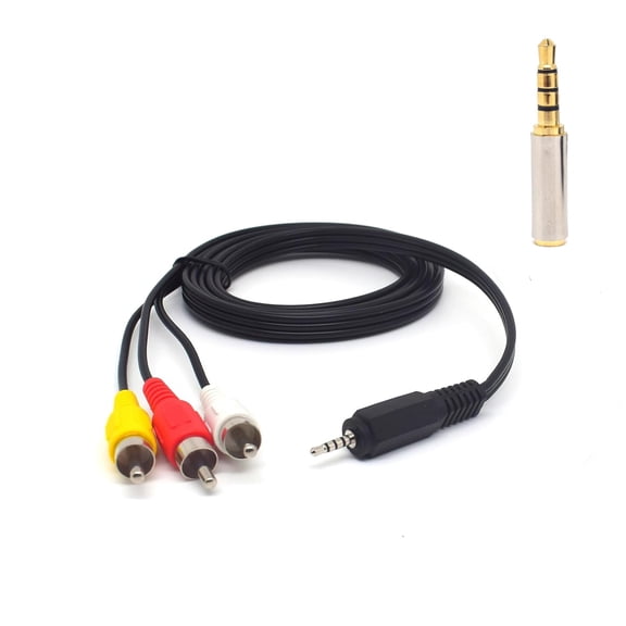KKFEN-5 Feet 2.5mm AV Cable to 3 RCA Aux Jack, 3.5mm to 2.5mm Adapter for Smartphones, MP3, Tablets, Speakers, Home Theater (with Conversion Head)