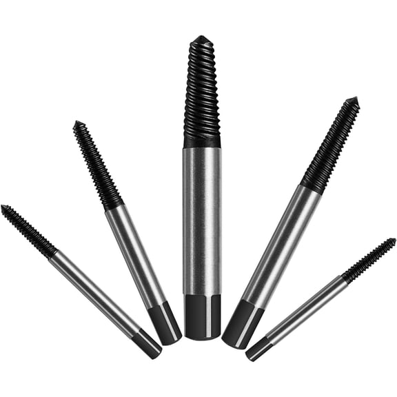 KKFEN-5-Piece Spiral Screw Extractor Set, Cr-MO, 1/8 - 3/4(M3-M18), Easy Out Bolt Extractor Set for Removing Damaged or Rusted Screws and Bolts