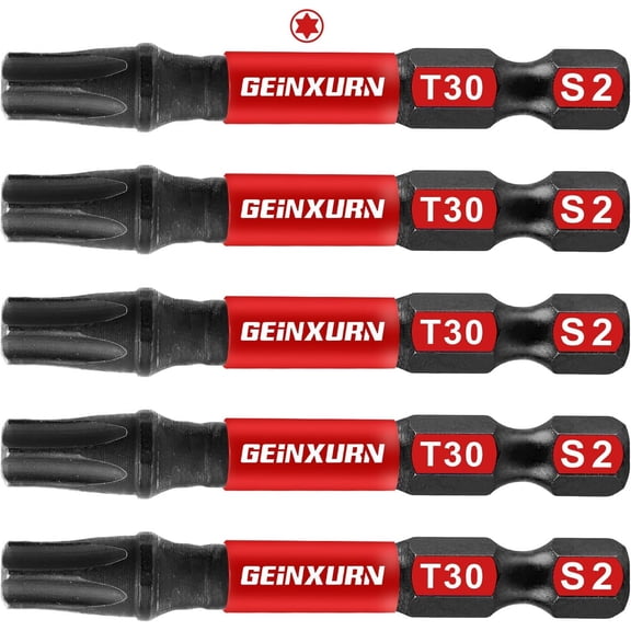 KKFEN-5 Pieces T30 2 In. Impact Tough Magnetic Insert Bit Set, #30 Torx Head Power Bits, S2 Alloy Steel Star T30 Screwdriver Bits Set