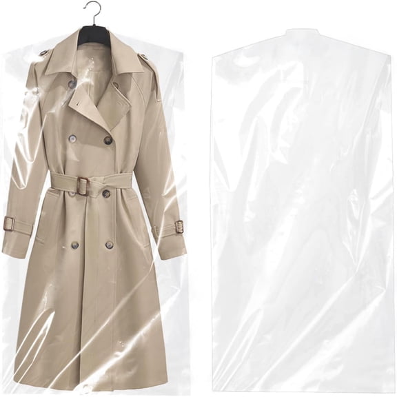 KKFEN-50 Pack Plastic Dry Cleaning Bag for Clothes, 60 x 100 cm Hanging Clear Garment Bags, Transparent Dry Cleaner Bags, Clothing Garment Covers Protector for Suits Coat Shirt Home Storage (60 * 100