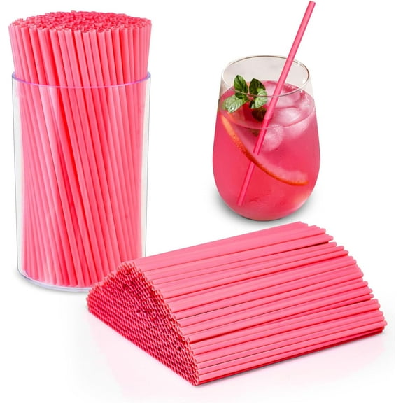 KKFEN-500 Pcs Neon Pink Coffee Stir Sticks Set Acrylic Stir Stick Holder Coffee Stirrers Holder Cocktail Straws Bar Straws Drink Stirrers for Coffee Bar Cocktail Tea Juice Party Supplies Restaurant D