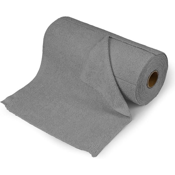 KKFEN-50PCS Microfiber Cleaning Cloth Roll, 10"10" Tear Away Microfiber Towels, Reusable Washable Cloth Paper Towels, Multi-Purpose Cleaning Rags for Car Home Kitchen Garage Shop (Gray)