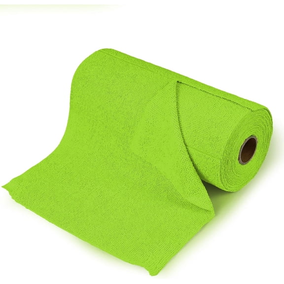 KKFEN-50PCS Microfiber Cleaning Cloth Roll, 10"10" Tear Away Microfiber Towels, Reusable Washable Cloth Paper Towels, Multi-Purpose Cleaning Rags for Car Home Kitchen Garage Shop (Green)