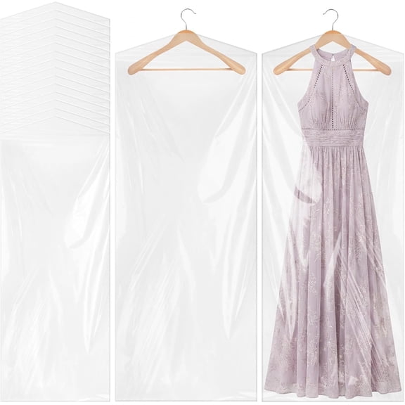 KKFEN-50Pcs Clear Plastic Clothes Covers, 71 Inch Plastic Dry Cleaning Bags for Hanging Clothes, Dust Proof Garment Covers for Long Dresses, Skirts, Coats, Suit Shirts, Jacket