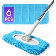 thumbnail image 1 of KKFEN-6 Pack Reusable Microfiber Mop Pads Compatible with Sweeper Mops, Replacement Mopping Pads Dry Sweeping Cloths, Washable Chenille Flat Mops Refills for Mopping Floor Cleaning (Mop is not Includ, 1 of 4
