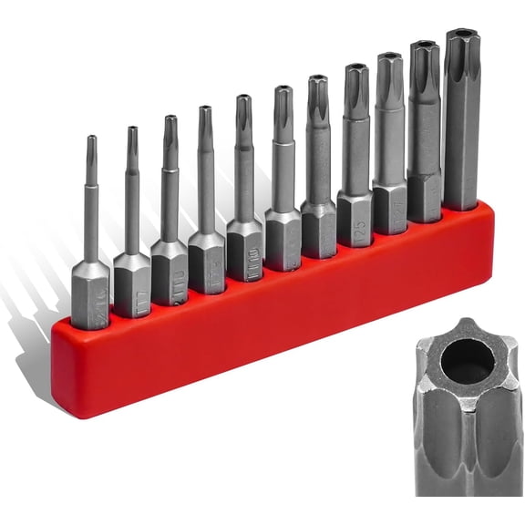KKFEN-6 Point Security Torx Bit Set 11pcs Star Bits Set Screwdriver Magnetic S2 Alloy Steel With 1/4" Hex Shank TT6-TT40(50mm)