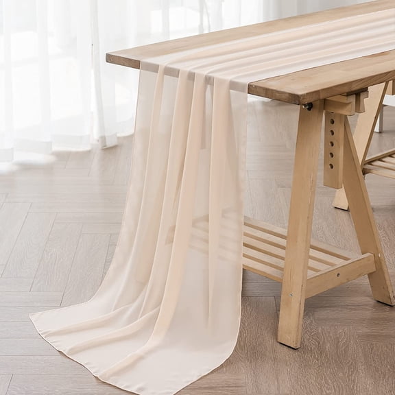 KKFEN-6Pack 9ft Chiffon Table Runner 14x108 Inch Sheer Romantic Table Runner for Wedding Birthday Party Bridal Shower Outdoor Decoration-Peach