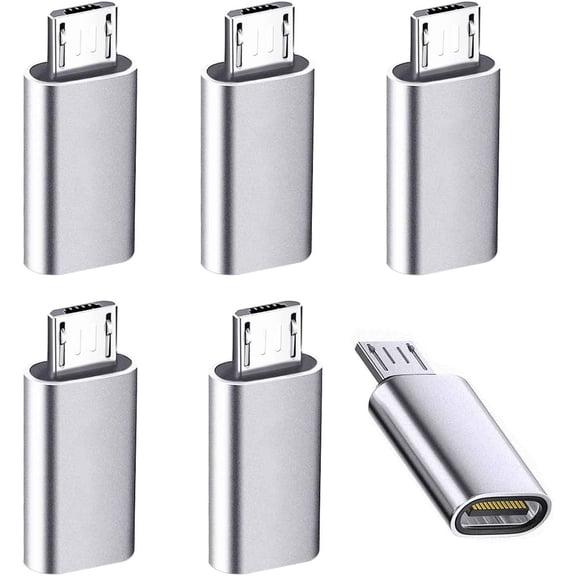 KKFEN-6Pack Micro USB to USBC Adapter, Type C Female to Micro USB Male Convert Connector Support Charge Data Sync Compatible with Nexus 5 6 Samsung Galaxy S7 S7 Edge, and More Devices (Silver)