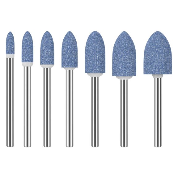 KKFEN-7 Pack Grinding Stone Set 1/8" Shank, Sanding Drill Bit for Rotary Tool Flap Wheel for Grinding, Polishing, Deburring Ferrous Metal