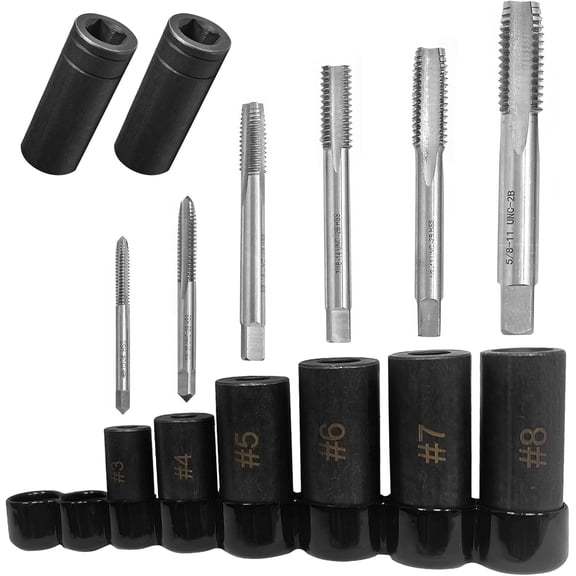 KKFEN-70500 Tap Socket Set, 8-Piece  1/4" & 3/8" Drive, Fits All MCTI Standard Taps (1/2" & 1/8" NPT, Up to 12mm Metric), Ideal for Socket Wrench Set Use
