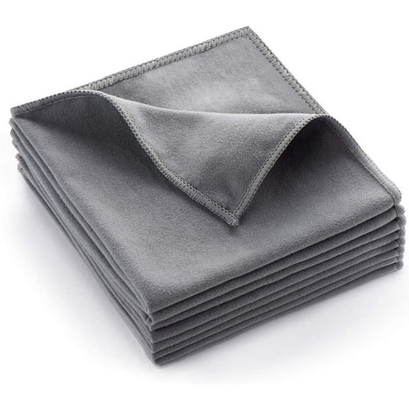KKFEN-8 Pack Microfiber Screen Cleaning Cloth,Premium Double-Sided Suede Microfiber Cloths for Glasses,Lenses,Computer,Phone,TV,Electronic Device Screens Wipes Cloth,12 x 12 Inches,Grey