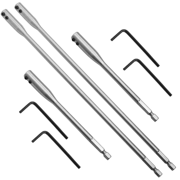 KKFEN-8 Packs High Carbon Steel Drill Bit Sets, Drill Extension Bits Holder Wood Spade Bit Wrench Key, 12 Inch Drill Bits Extender for Wood Turners Construction Accessories
