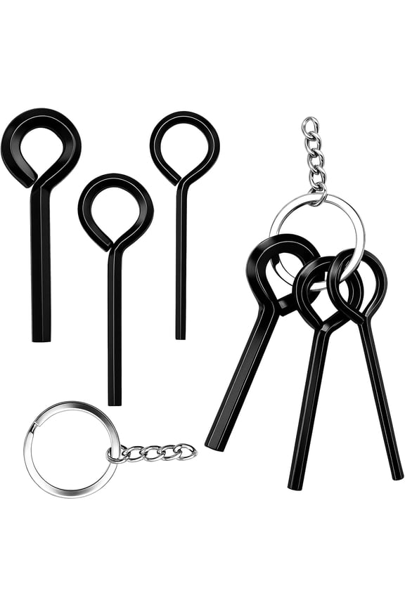 -8 Pcs Allen Wrench Keychain Set, 1/8" 5/32" 7/32" Hex Key Set with Key Rings, Black Metal Allen Key for Push Bar Door Panic Exit Devices
