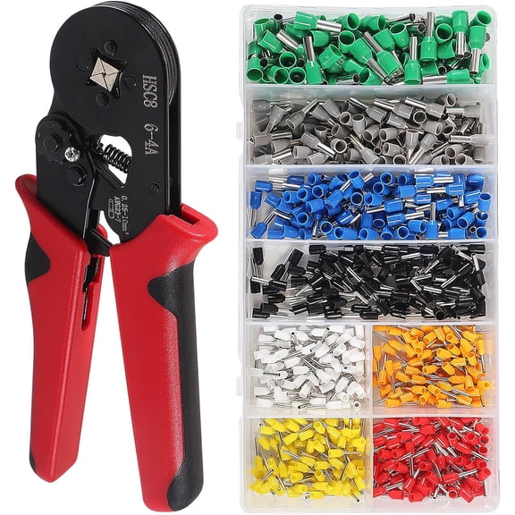 KKFEN-801PCS Ferrule Crimping Tool Kit, AWG23-7 Self-adjustable Ratchet Wire Crimping Tool Kit Crimper Plier Set with 800PCS Wire Terminals Crimping Connectors Wire End Ferrules Terminals