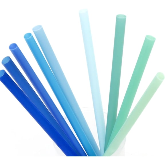 KKFEN-9 Pack Reusable Plastic Straws, 7 inch Flexible Plastic Drinking Straws (Coastal Color)