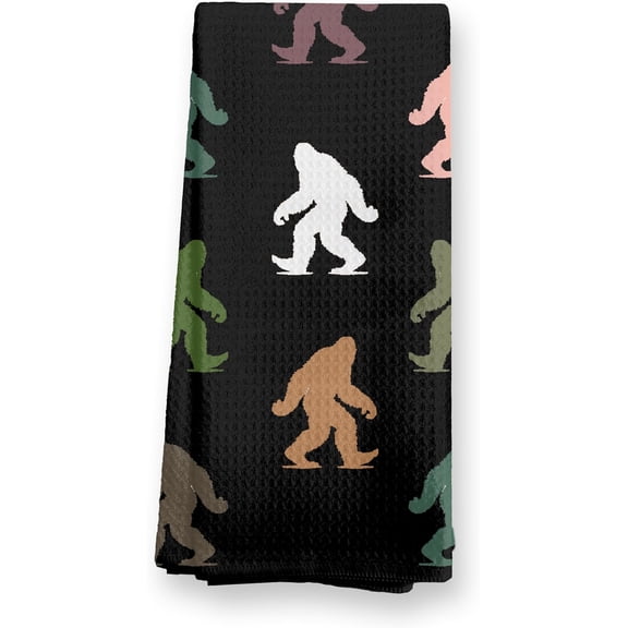 KKFEN-Abstract Retro Sasquatch Kitchen Towels, Sasquatch Gifts Dish Tea Towels for Kitchen Decor, Gifts for Hiking Camping Lovers Hand Towel for Bathroom Decor, 16x24 Inch,C083-MJ-ZH