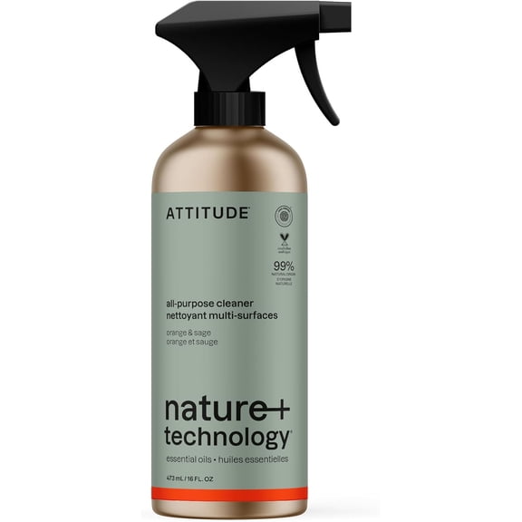 KKFEN-All Purpose Cleaner, EWG Verified Multi-Surface Products, Vegan, Naturally Derived Multipurpose Cleaning Spray, Orange and Sage, 16 Fl Oz