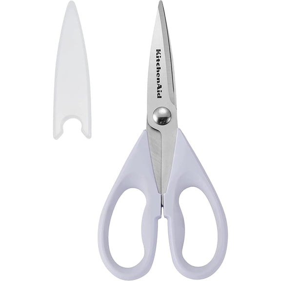KKFEN-All Purpose Kitchen Shears with Protective Sheath Durable Stainless Steel Scissors, Dishwasher Safe, Soft Grip Comfort Handle, 8.72 Inch, Lavendar Cream