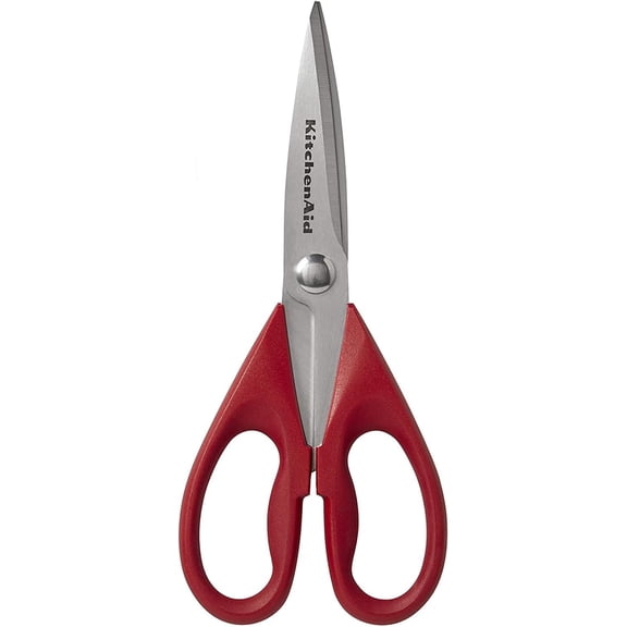 KKFEN-All Purpose Kitchen Shears with Protective Sheath Durable Stainless Steel Scissors, Dishwasher Safe, Soft Grip Comfort Handle, 8.72 Inch, Red