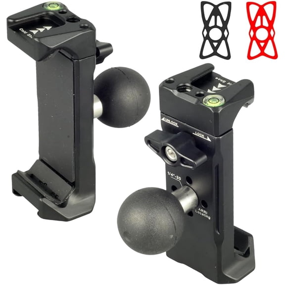 KKFEN-Aluminum 1"(25mm) Ball Mount Phone Holder Compatible with RAM mounts B size1 Inch Ball Double Socket Arm, Dual Protection Motorcycle Bike Handlebar Car Phone Holder with 1 Inch Ball