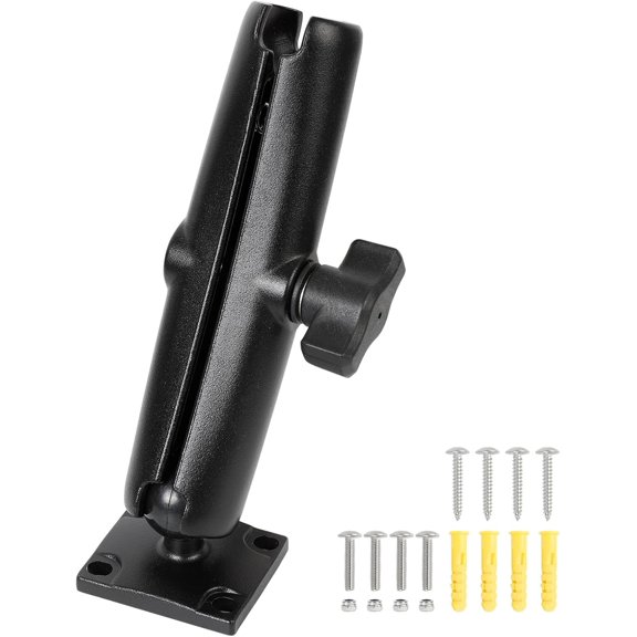 KKFEN-Aluminum 1'' Ball Mount Base with 4-Hole AMPS Square Plate & Long Double Socket Arm, Compatible with RAM Mounts and Bike Motorcycle Phone Holder