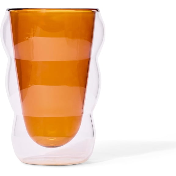 KKFEN-Amber Glass Cloud Cup 12 oz Double-Wall Insulated Borosilicate Glass  Heat-Resistant  Ideal for Pumpkin Spice Lattes, Hot Tea, Coffee & More  Cozy Fall Design  Great Gift