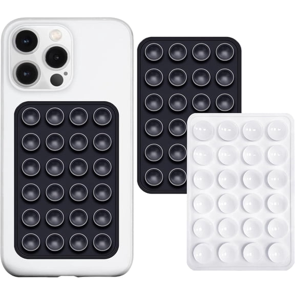 KKFEN-Anteel 2 Pack Silicone Suction Phone Case Adhesive Mount, Strong Grip Holder for Selfies and Videos, Hands-Free Sticky Phone Grip for iPhone and Android, 2.17" x 3.15" (Black&White)