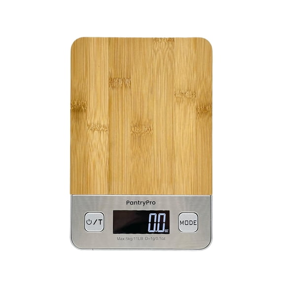 KKFEN-Bamboo Platform Digital Kitchen Scale - 11 pounds Capacity LCD Display Grams and Ounces AAA Battery Included (Natural)
